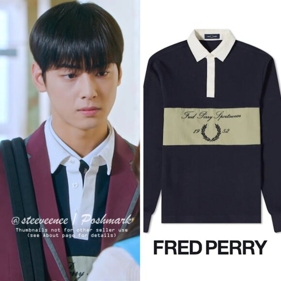 Fred Perry Embroidered Panel Rugby Polo Shirt ASO True Beauty Lee Su-Ho